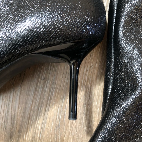 Zara Black Knee High Heeled Boots - Picture 6 of 17